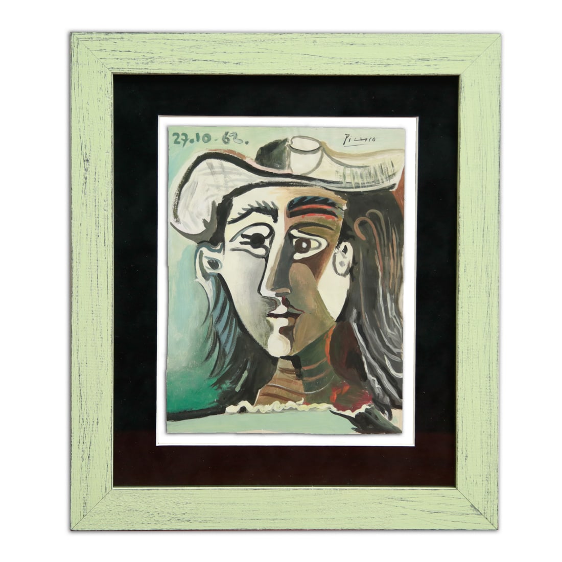 Pablo Picasso Mixed Media Work, "Cabeza de una mujer con sombrero" (attrib.) (1 of 17)