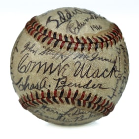 Connie Mack & 1910 Philadelphia Athletics World Series Champions Signed Ball