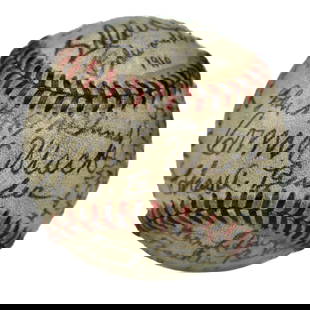 Connie Mack & 1910 Philadelphia Athletics World Series Champions Signed Ball: Title: Forensically Authenticated 1910 Philadelphia Athletics Team-Signed Baseball – Early Dynasty, World Series Champions Description: Presented for your consideration is an exceptionally rare and