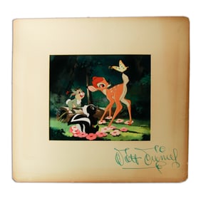 Walt Disney Signed Very Rare Original Color Photograph From Bambi