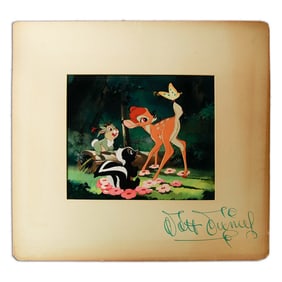 Walt Disney Signed Very Rare Original Color Photograph From Bambi