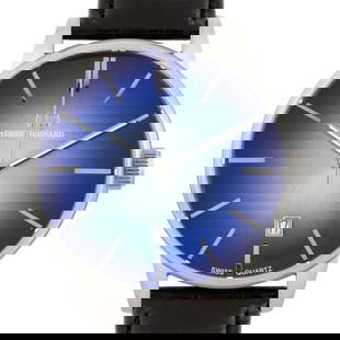 Pierre Bernard Black Leather 42mm Case Men's Watch: Swiss 3H Watch, Genuine Swiss Ronda 515 Movement, 42mm Stainless Steel Case, Adjustable Leather Strap with Stainless Steel Buckle, Sapphire Coated Crystal, Screw Down Crown, Luminescent Hands, Water R