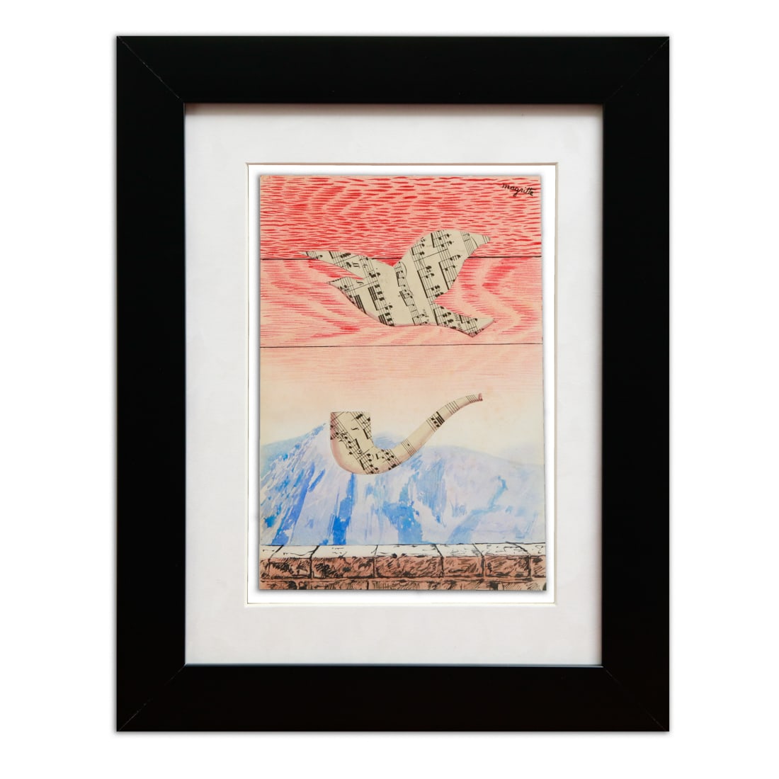 René Magritte Mixed Media on Paper with Intriguing Musical Elements (1 of 11)