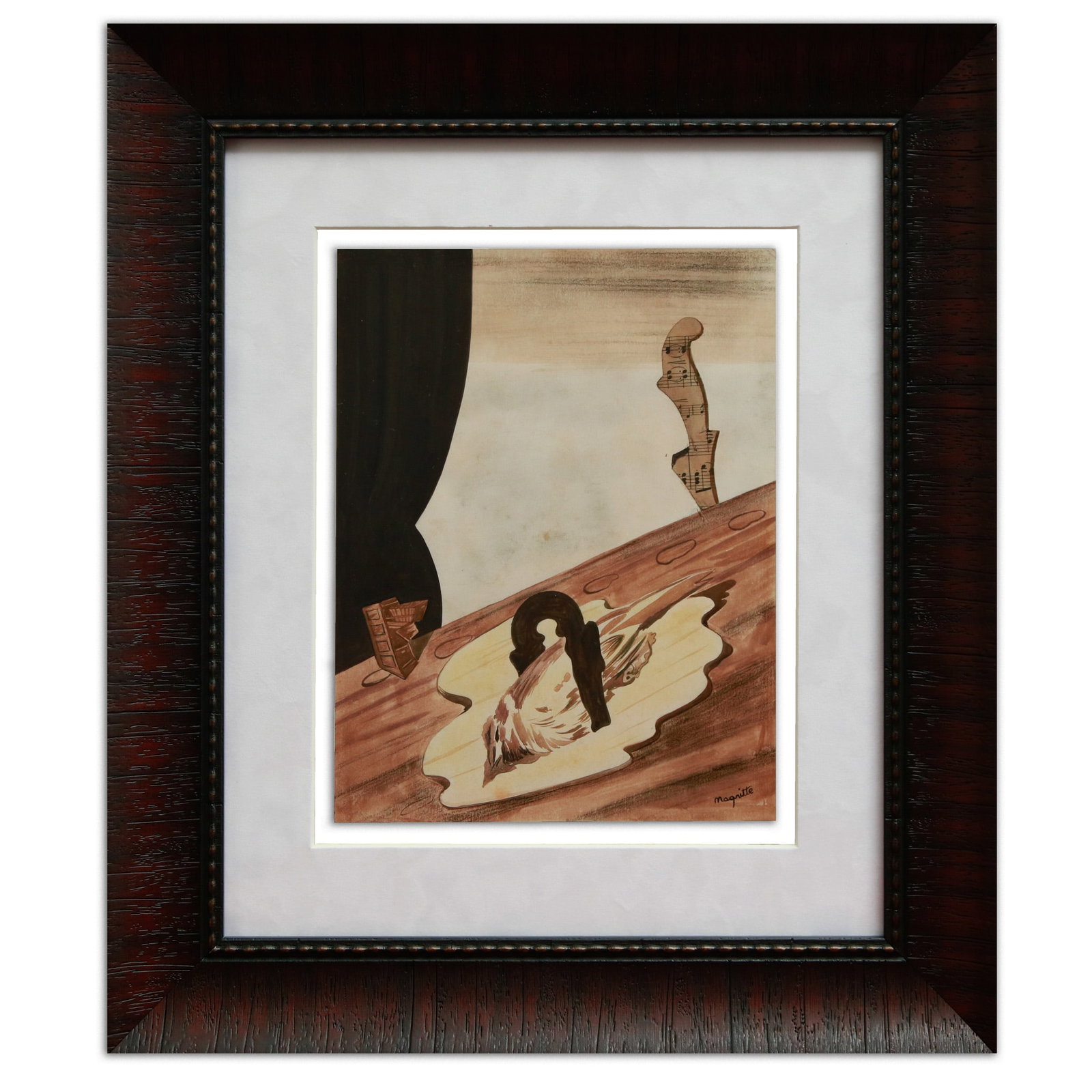Rare René Magritte Mixed Media Drawing: Title: Rare and Historically Significant René Magritte Mixed Media Drawing Description: Step into the enigmatic world of Surrealism with this captivating mixed media drawing attributed to Ren