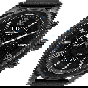 Ulysse Girard Bombardier Swiss Chronograph Watch: Swiss Chronograph Watch, Swiss RONDA 5020.B Movement, Luminescent Hands, 48mm Stainless Steel Case, Sapphire Crystal, 22mm Adjustable Genuine Leather Strap with Stainless Steel Buckle, Screw Down Crow