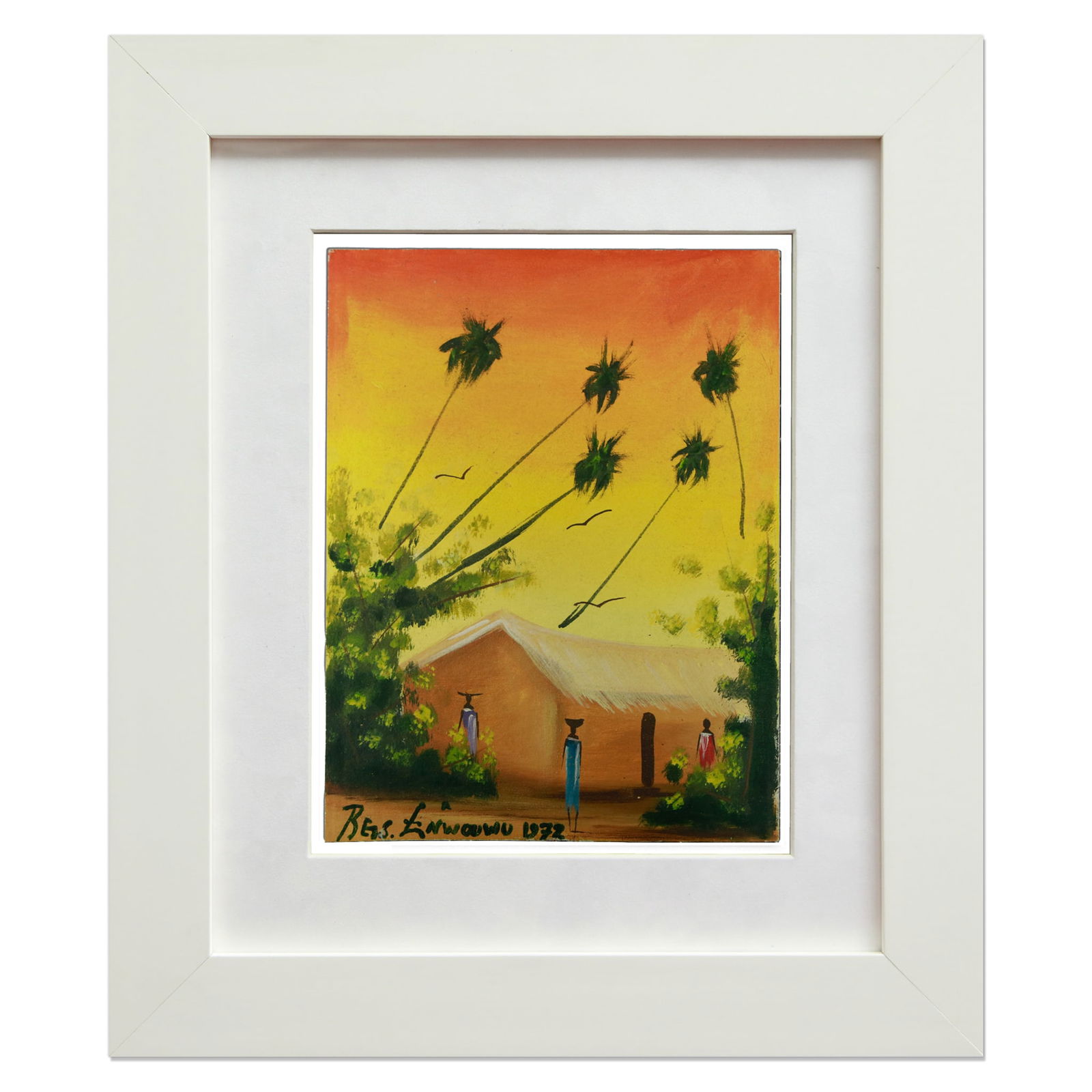 Ben Enwonwu Painting on Board - African Beach Scene (1 of 9)