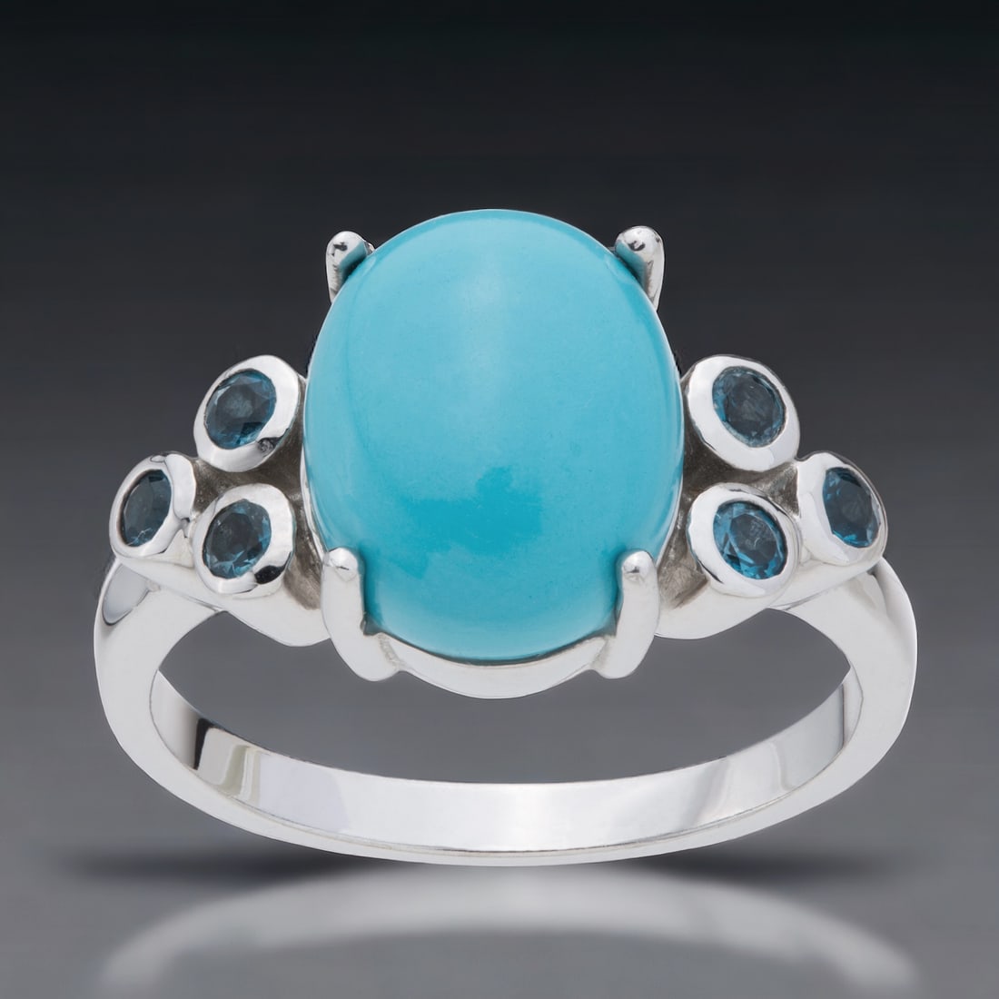 Sonora Beauty Turquoise Sterling Silver Ring with London Blue Topaz - Size 8 (1 of 1)