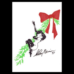 LeRoy Neiman Mixed Media Watercolor – Festive Elegance and Sensuality