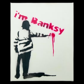 Banksy Canvas - "British Police Officer Painting 'I'm Banksy'"