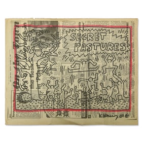 Keith Haring Newspaper Art: "Secret Pastures"