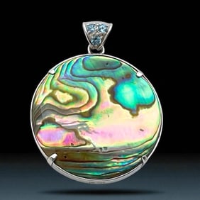 Elegant Reversible Sterling Silver Pendant with Green Adventurine on one side and Abalone on the