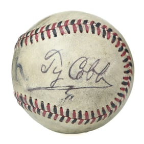 Forensically Authenticated Ty Cobb Signed Reach Baseball