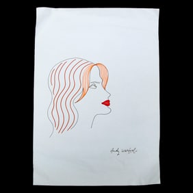 Andy Warhol Mixed Media Drawing - "Woman's Face Looking Right"