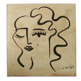 Henri Matisse Watercolor Drawing on Heavy Card Stock