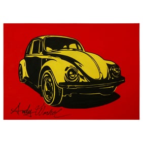 Andy Warhol-Inspired Mixed Media on Paper - "Volkswagen Beetle"