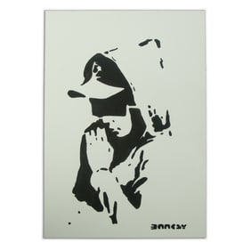 Exceptional Bansky-Style Mixed Media Drawing