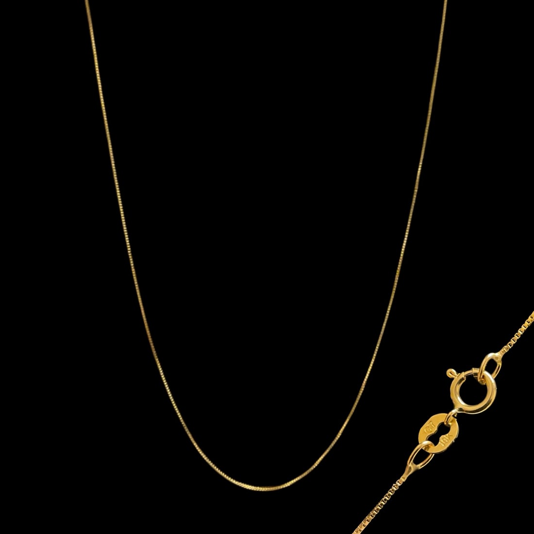10K Gold 18" Box Chain with Spring Ring Clasp (1 of 1)
