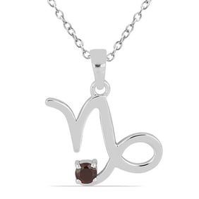 0.35 Ct Garnet Capricorn Sterling Silver Pendant
