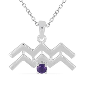 0.35 Ct Amethyst Aquarius Sterling Silver Pendant