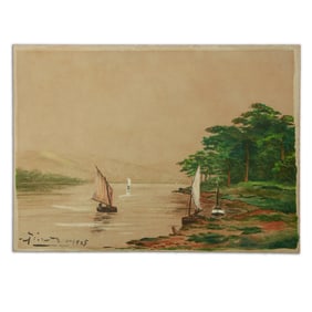 Pablo Picasso Mixed Media: "Sailboats on a Lake"