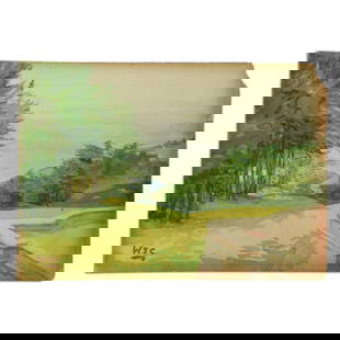 Sir Winston Churchill Watercolor: Terrace Overlooking a Valley (1930): **Auction Lot: Sir Winston Spencer Churchill Watercolor: "Terrace Overlooking a Valley"** Esteemed collectors and art enthusiasts, we are honored to present a rare and invaluable piece of art, a