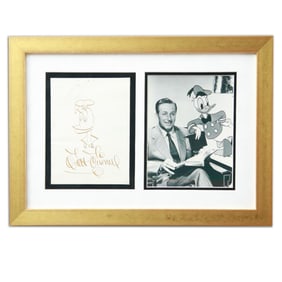Walt Disney Signed Donald Duck Drawing with Iconic Photograph Display