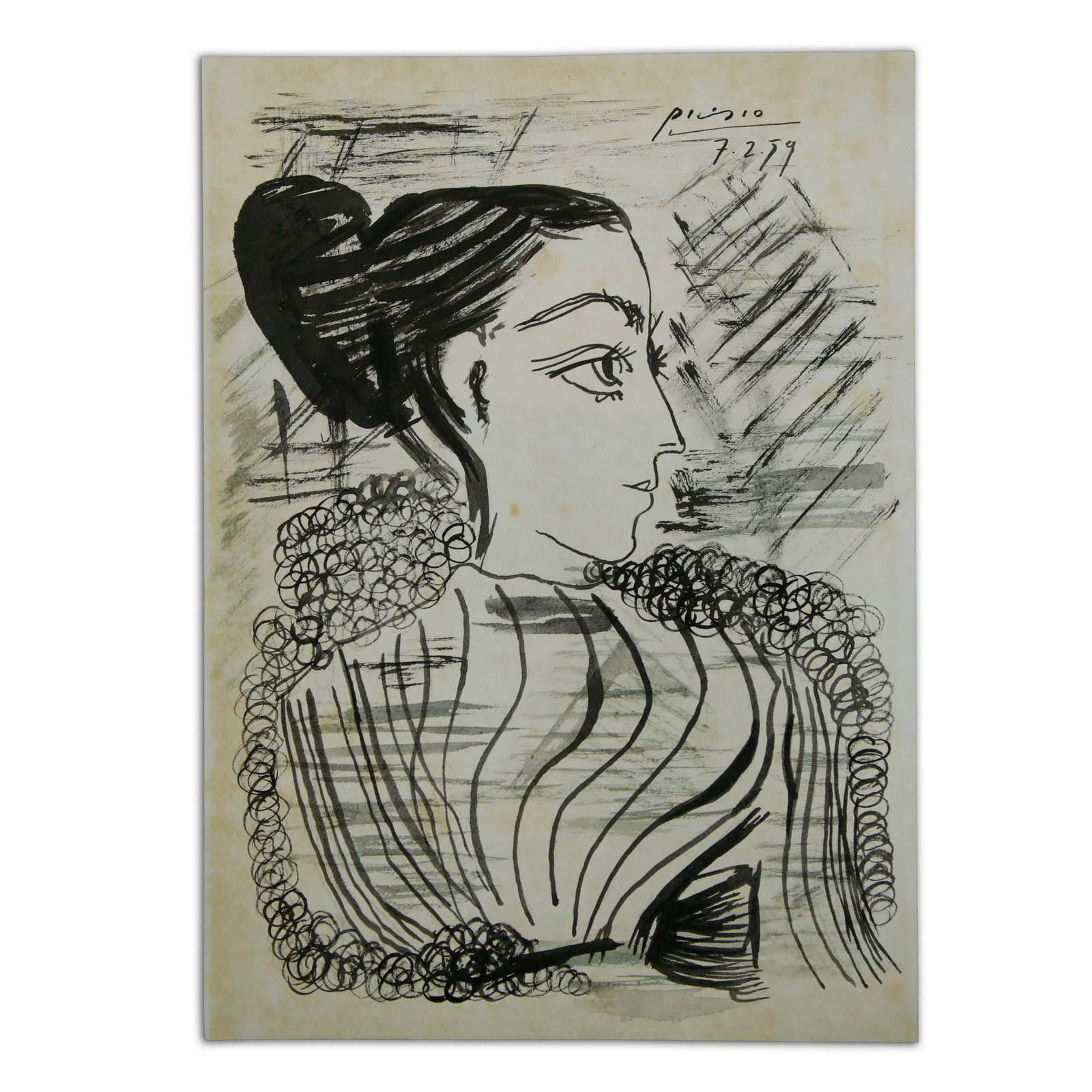 Pablo Picasso Elegant Lady – An Exquisite Attributed Mixed Media Piece (1 of 11)