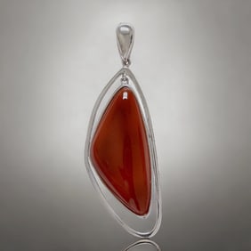Free Shape Canelian Pendant with one-of-a-kind style crafted in Sterling Silver