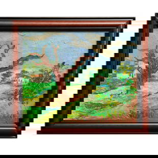 In the Style of Vincent van Gogh - A Captivating Rural Landscape: Title: In the Style of Vincent van Gogh - A Captivating Rural Landscape  Description: We are delighted to present a remarkable painting executed in the style of Vincent van Gogh, one of the most rever