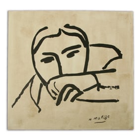 Henri Matisse Watercolor Drawing on Heavy Card Stock