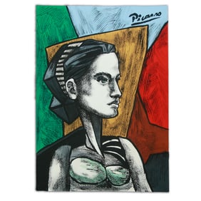 Picassoesque Portrait of a Woman Sitting in a Chair
