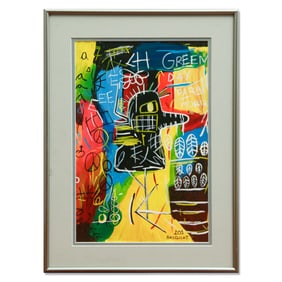 Jean-Michel Basquiat Mixed Media Work "Avian Enigma"