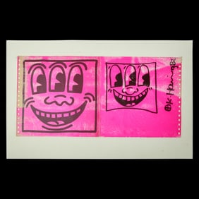 Historic Keith Haring Drawing from the Iconic Tony Shafrazi Gallery Exhibition Brochure