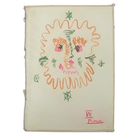 Pablo Picasso Watercolor on Inside Cover of Hardback Book