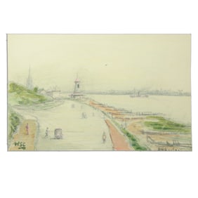 Sir Winston Spencer Churchill Mixed Media on Paper - "Riverside Journey"