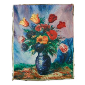 Sir Winston Churchill Oil on Canvas, "Mixed Bouquet"
