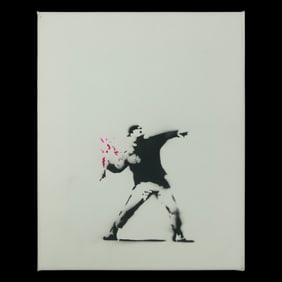 Banksy Canvas, "Flower Thrower"