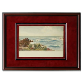 Sir Winston Churchill Seascape Watercolor/Mixed Media on Paper Board