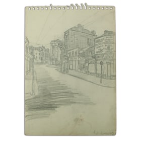 L.S. Lowry Double-Sided Sketchbook Page - "Industrial and Urban Chronicles"