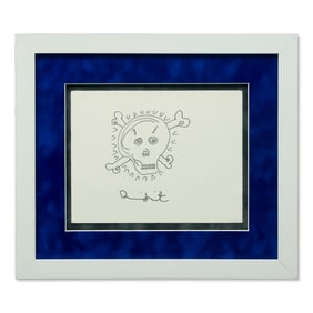 Damien Hirst Skull and Crossbones Drawing on Heavy Grade Paper