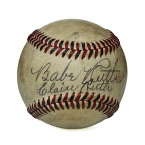 Forensically Authenticated Babe Ruth and Claire Ruth Signed Reach Baseball