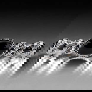 Colorado Black Moonstone Sterling Silver Bracelet with White Topaz: Product Details Item: Bracelet Metal: Sterling Silver Gemstone: Colorado Black Moonstone & White Topaz Approximate Measurements: 7.5" X 15.5 mm Ring Size: Not Applicable Chain Length: Not Appli