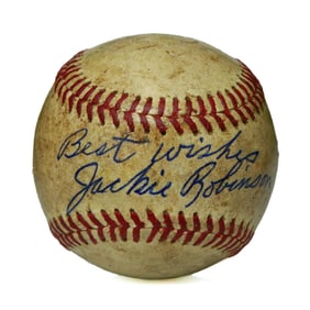 Jackie Robinson Signed Spalding Baseball with Inscription