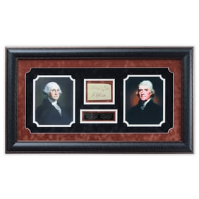 George Washington and Thomas Jefferson Signed Document Cut