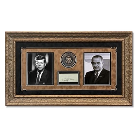 John F. Kennedy & Lyndon B. Johnson Signed Document Cut