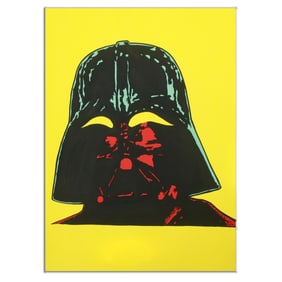 Andy Warhol-Inspired Mixed Media on Paper - "Darth Vader Helmet"