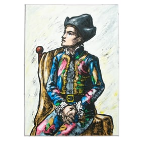 Picasso Mixed Media:"Picassoesque Portrait of a Torero" (Style of)