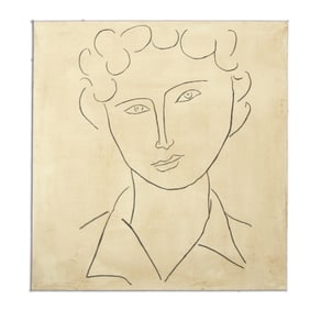 Henri Matisse Watercolor Drawing on Heavy Card Stock (style of)