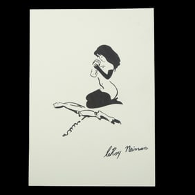 LeRoy Neiman Mixed Media Watercolor – Introspective Elegance in Monochrome