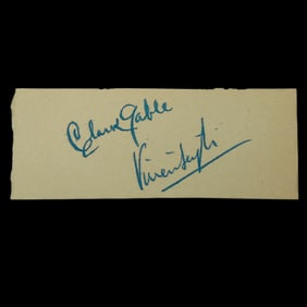Clark Gable and Vivien Leigh Signed Document Cut